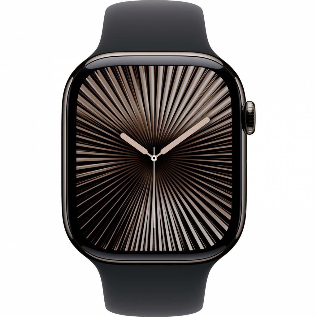 Apple Watch Series 10 GPS + Cellular 42mm Slate Titanium Case with Black Sport Band - S/M,Model A3001