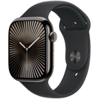 Apple Watch Series 10 GPS + Cellular 42mm Slate Titanium Case with Black Sport Band - M/L,Model A3001