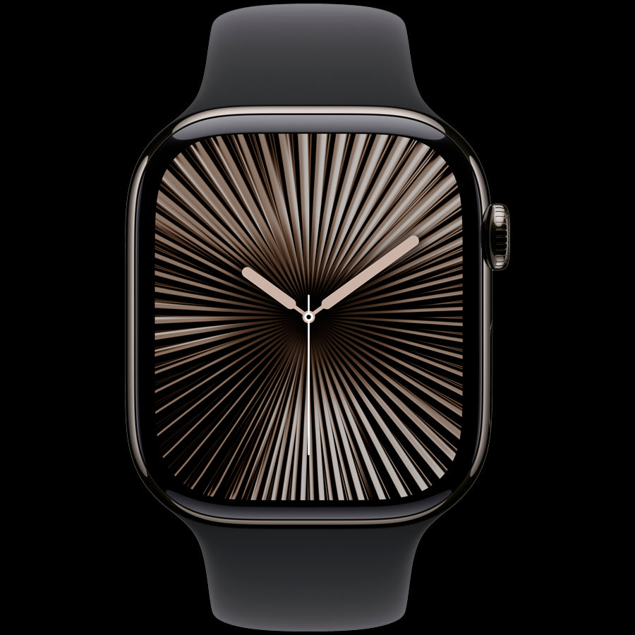 Apple Watch Series 10 GPS + Cellular 42mm Slate Titanium Case with Black Sport Band - M/L,Model A3001