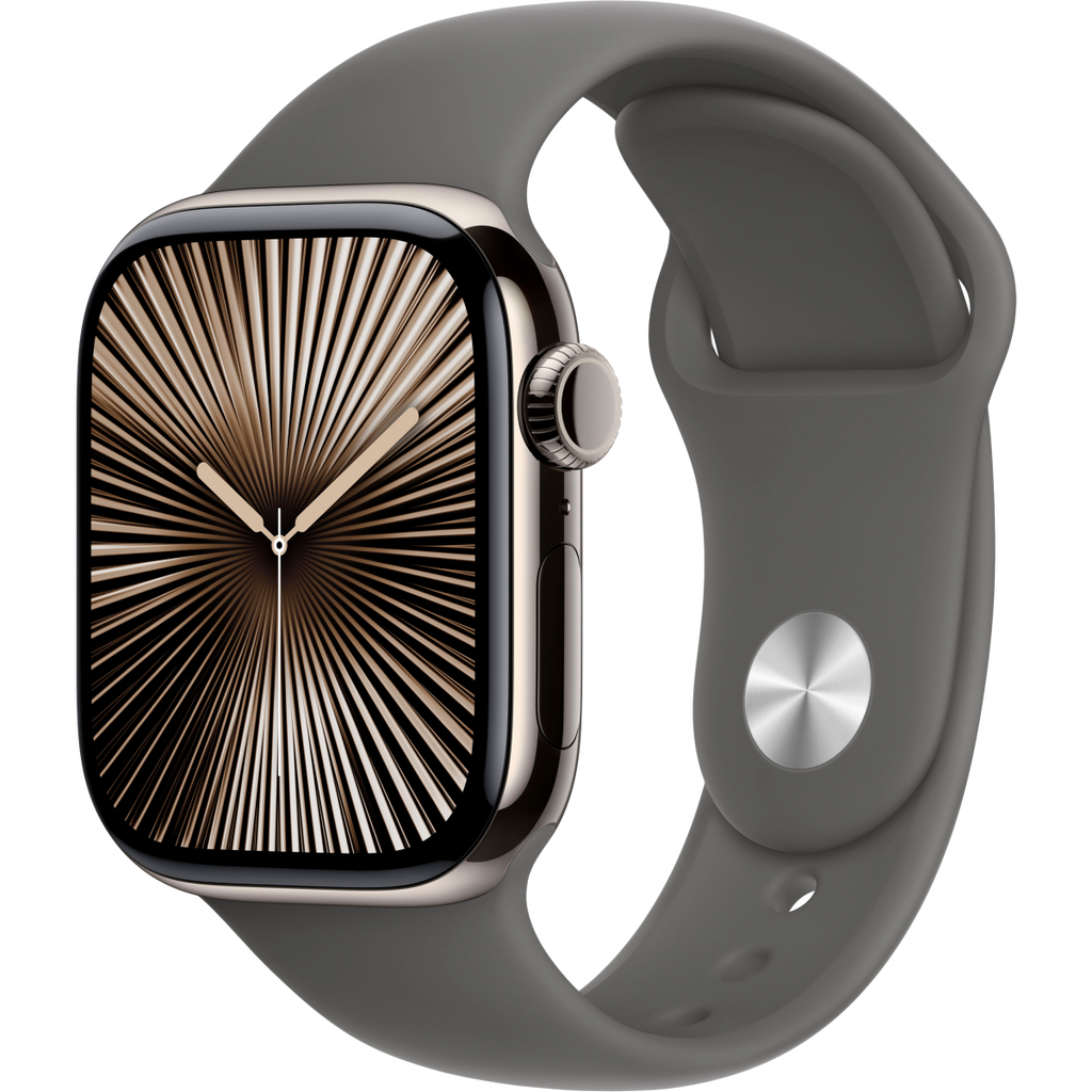 Apple Watch Series 10 GPS + Cellular 42mm Natural Titanium Case with Stone Grey Sport Band - M/L,Model A3001