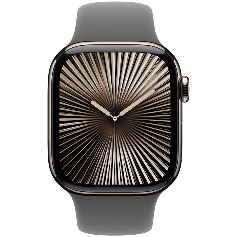 Apple Watch Series 10 GPS + Cellular 42mm Natural Titanium Case with Stone Grey Sport Band - M/L,Model A3001