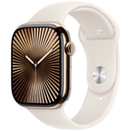 Apple Watch Series 10 GPS + Cellular 42mm Gold Titanium Case with Starlight Sport Band - M/L,Model A3001