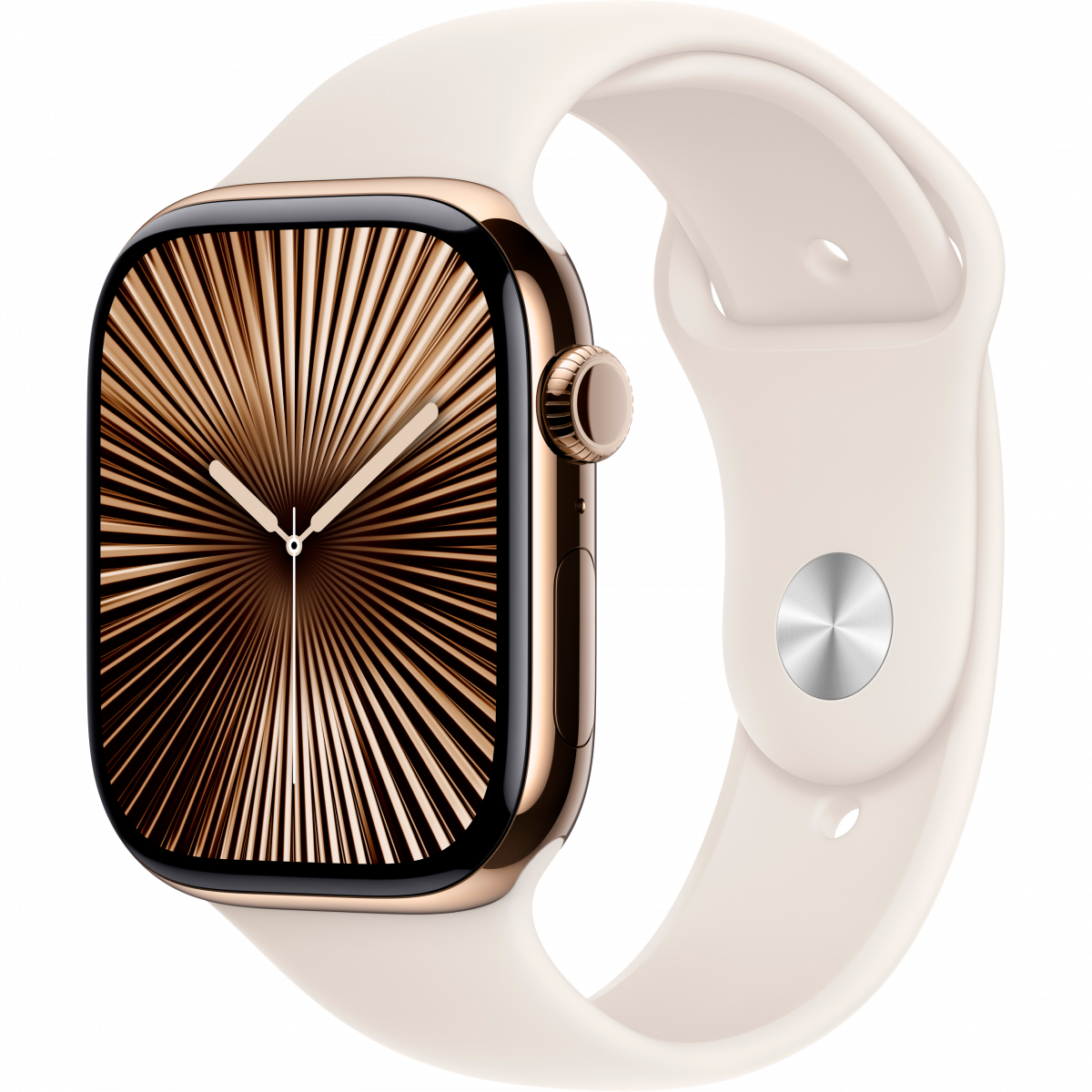 Apple Watch Series 10 GPS + Cellular 42mm Gold Titanium Case with Starlight Sport Band - M/L,Model A3001