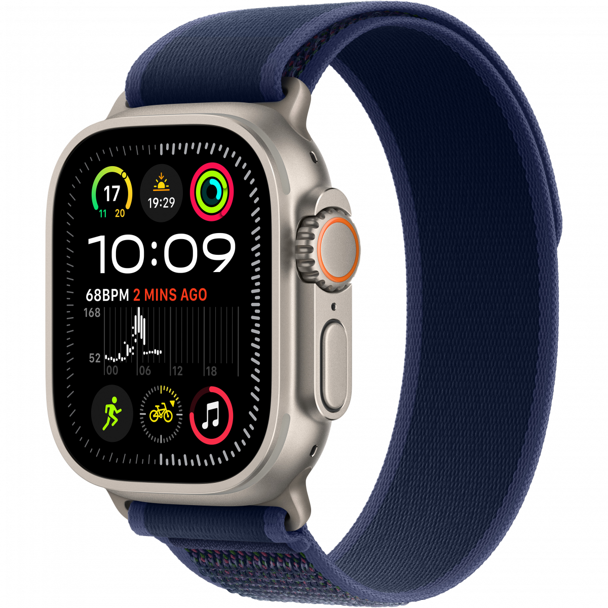 Apple Watch Ultra 2 GPS + Cellular 49mm Natural Titanium Case with Blue Trail Loop - M/L,Model A2986