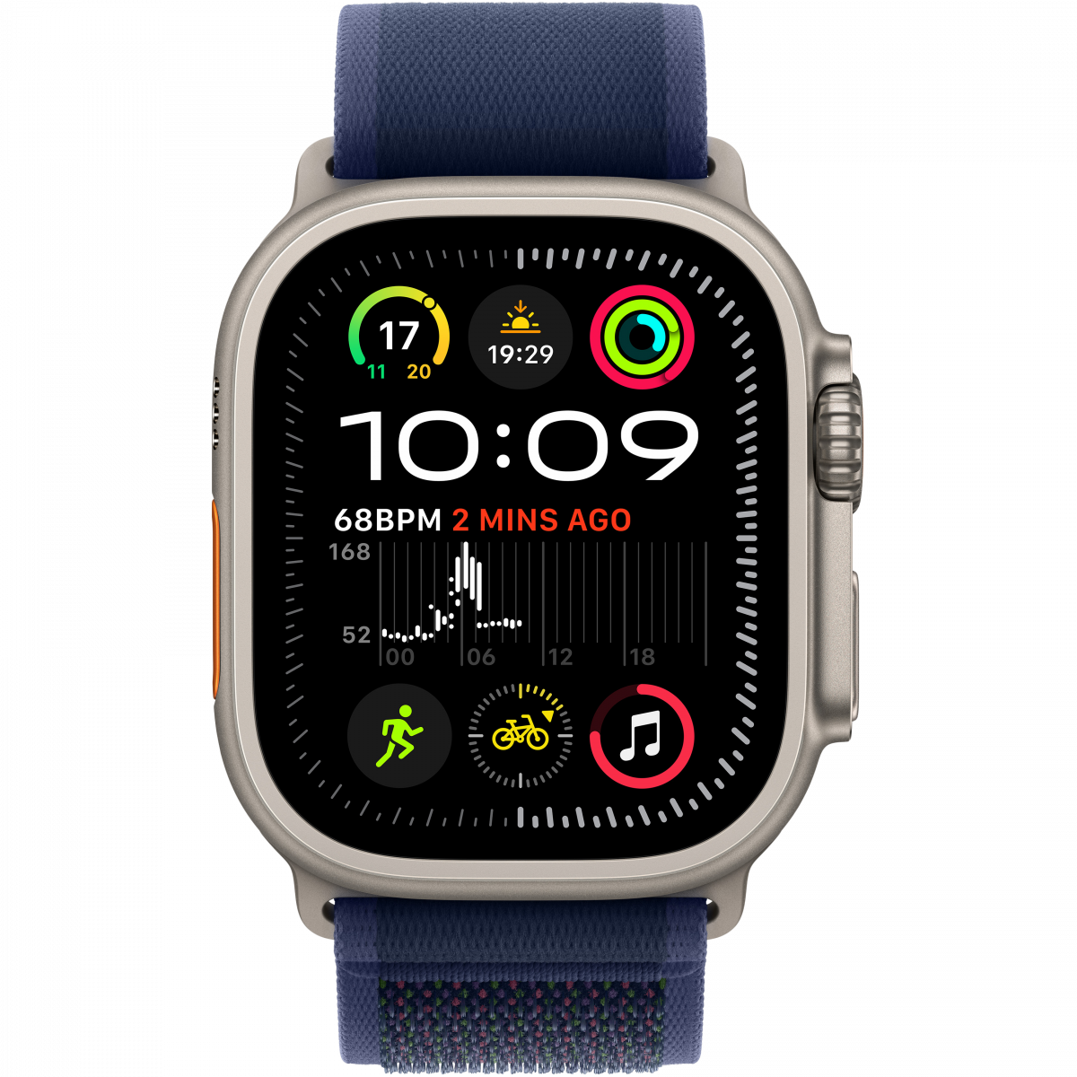 Apple Watch Ultra 2 GPS + Cellular 49mm Natural Titanium Case with Blue Trail Loop - M/L,Model A2986