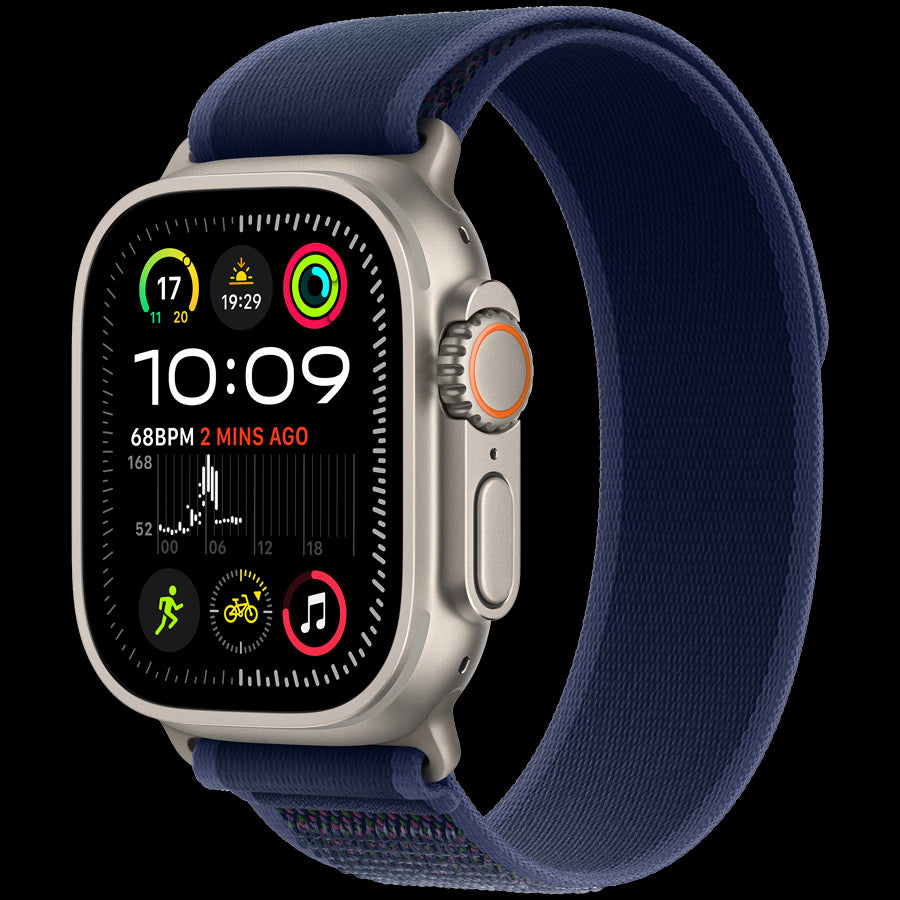 Apple Watch Ultra 2 GPS + Cellular 49mm Natural Titanium Case with Blue Trail Loop - S/M,Model A2986