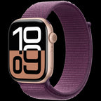Apple Watch Series 10 GPS + Cellular 46mm Rose Gold Aluminium Case with Plum Sport Loop,Model A3003