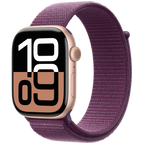 Apple Watch Series 10 GPS + Cellular 46mm Rose Gold Aluminium Case with Plum Sport Loop,Model A3003
