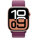 Apple Watch Series 10 GPS + Cellular 46mm Rose Gold Aluminium Case with Plum Sport Loop,Model A3003