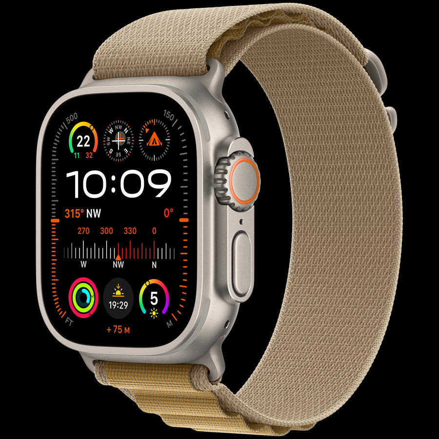 Apple Watch Ultra 2 GPS + Cellular 49mm Natural Titanium Case with Tan Alpine Loop - Large,Model A2986