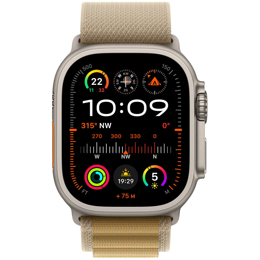 Apple Watch Ultra 2 GPS + Cellular 49mm Natural Titanium Case with Tan Alpine Loop - Large,Model A2986
