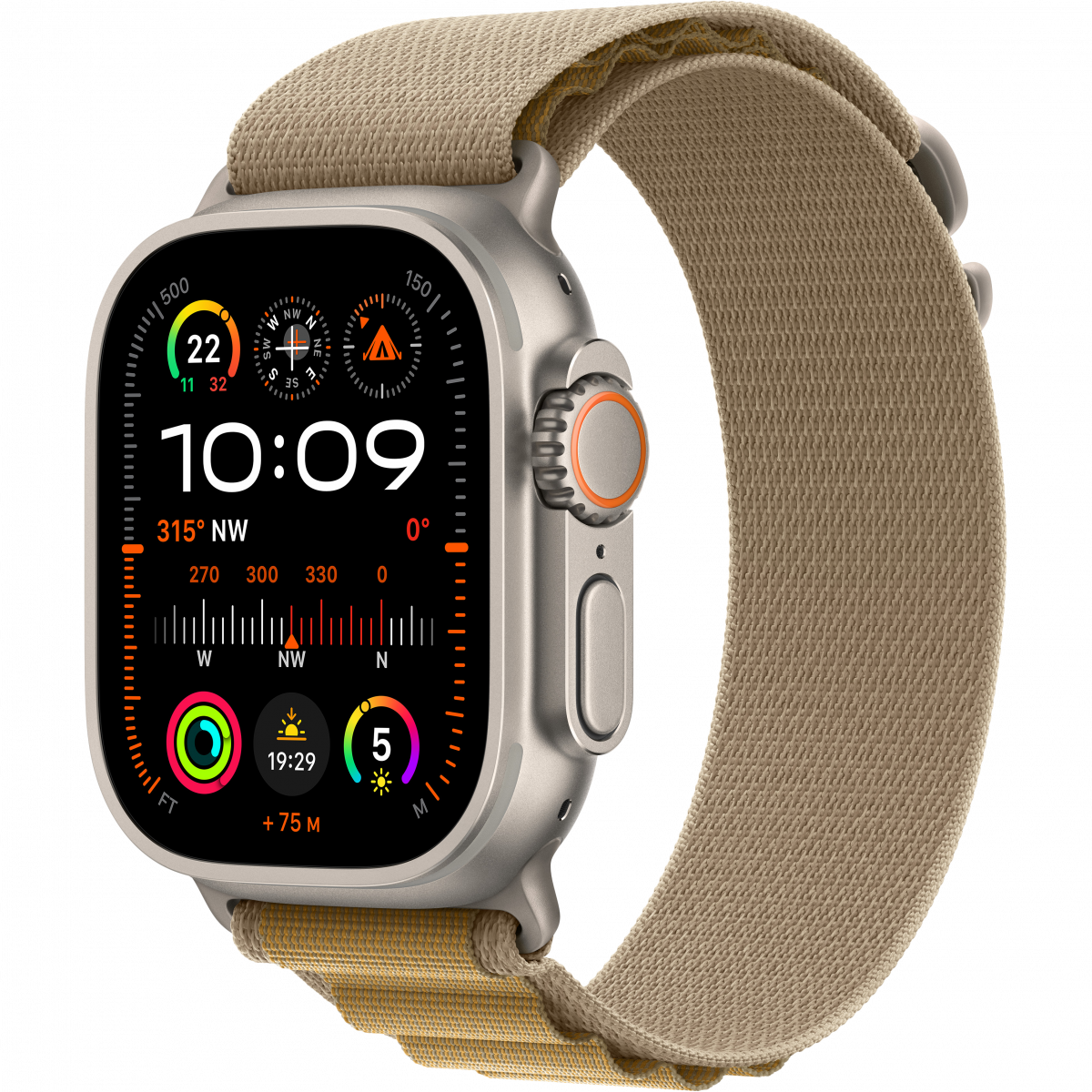 Apple Watch Ultra 2 GPS + Cellular 49mm Natural Titanium Case with Tan Alpine Loop - Large,Model A2986