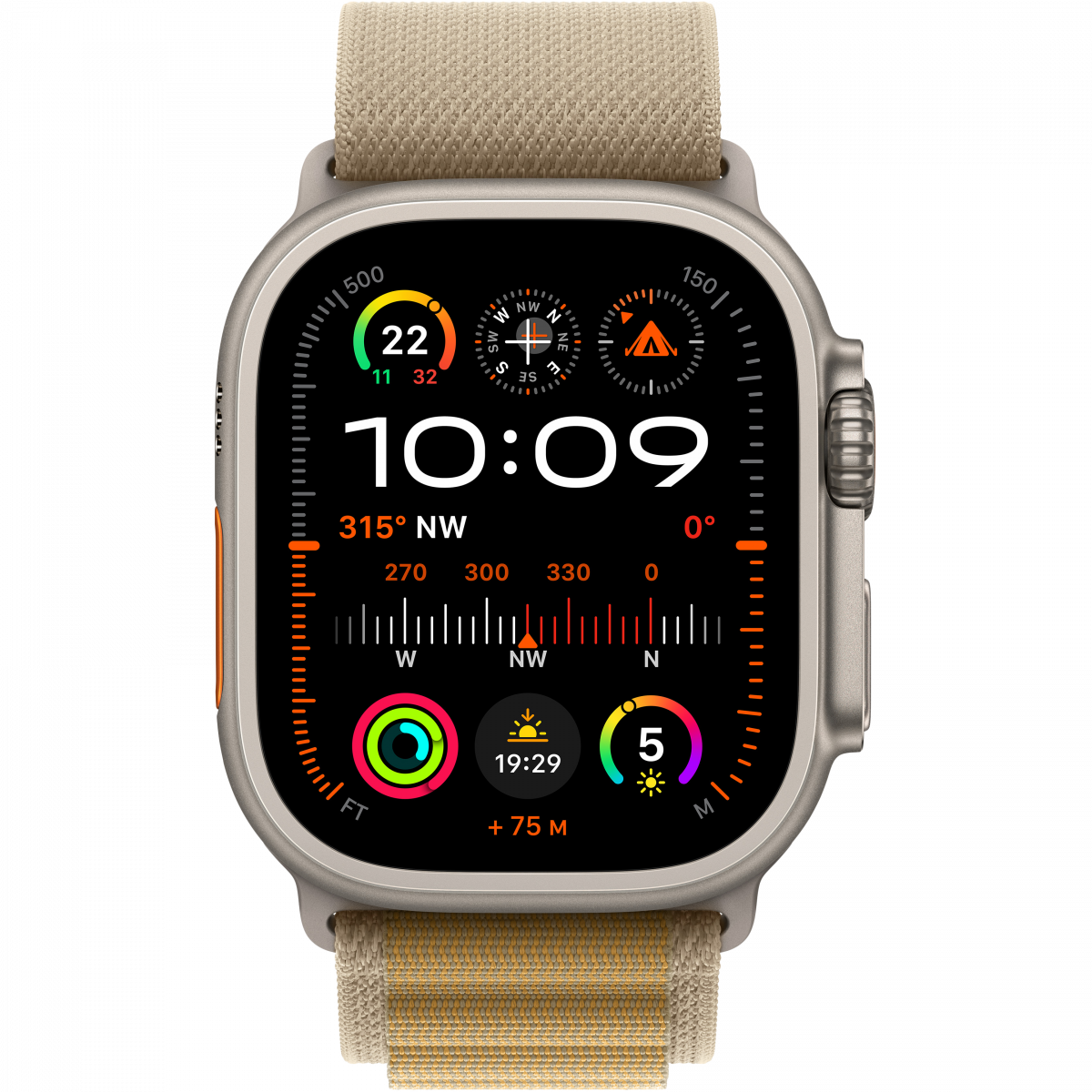 Apple Watch Ultra 2 GPS + Cellular 49mm Natural Titanium Case with Tan Alpine Loop - Large,Model A2986