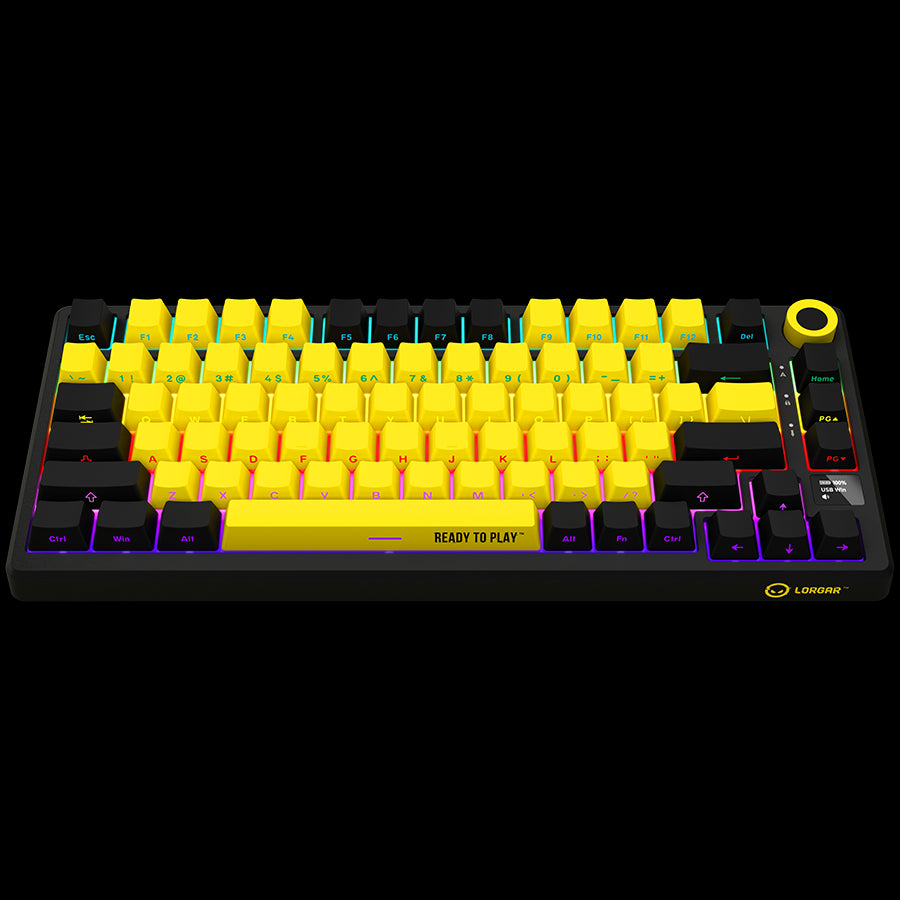 LORGAR KBP7075W, Wireless 75% Mechanical Gaming Keyboard Pro, Black/yellow, EN layout