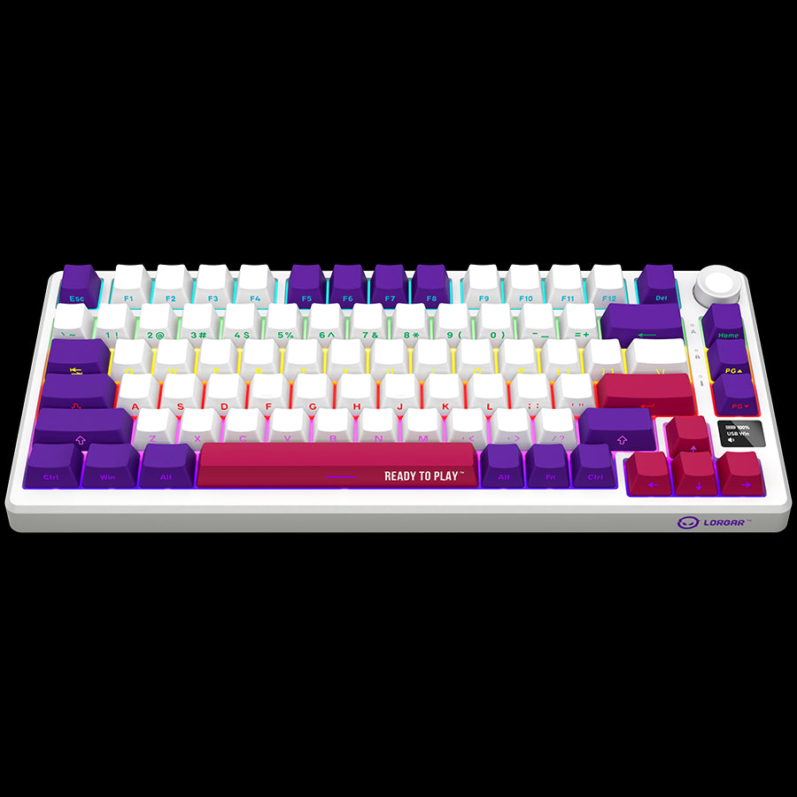 LORGAR KBP7075W, Wireless 75% Mechanical Gaming Keyboard Pro, White, EN layout