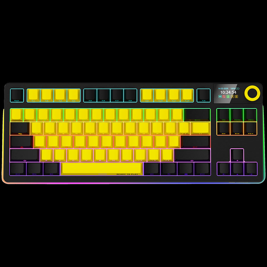 LORGAR KBP70TKLW, Wireless TKL Mechanical Gaming Keyboard Pro, Black/yellow, EN layout
