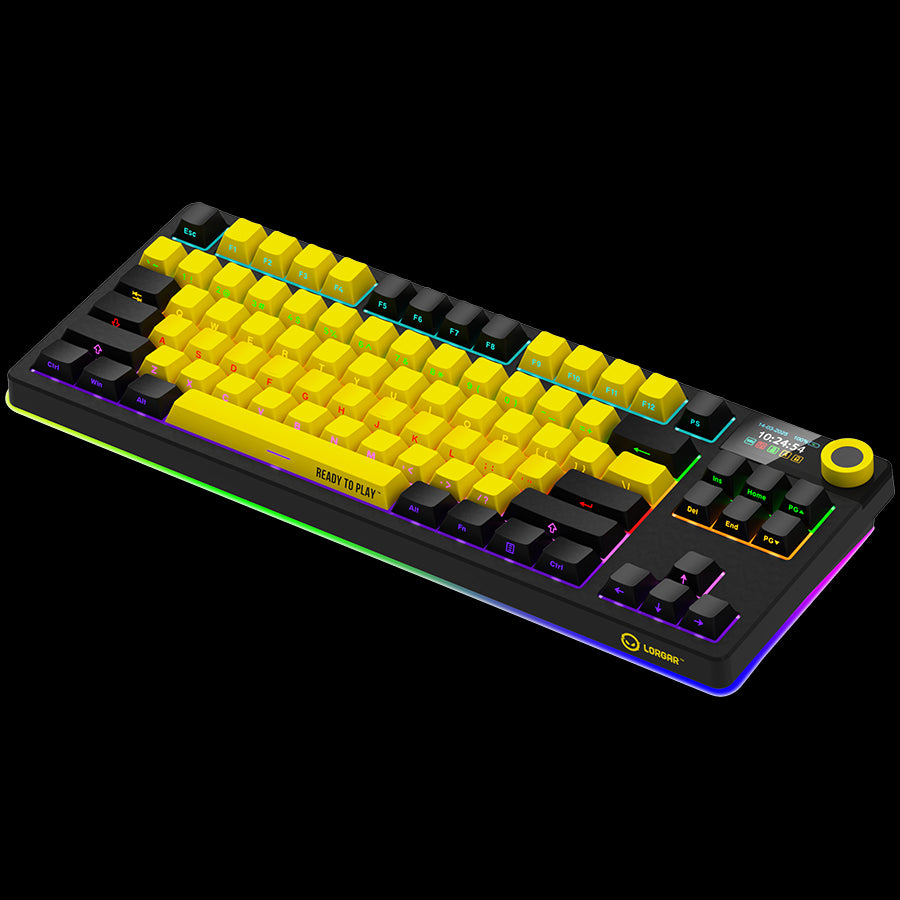 LORGAR KBP70TKLW, Wireless TKL Mechanical Gaming Keyboard Pro, Black/yellow, EN layout
