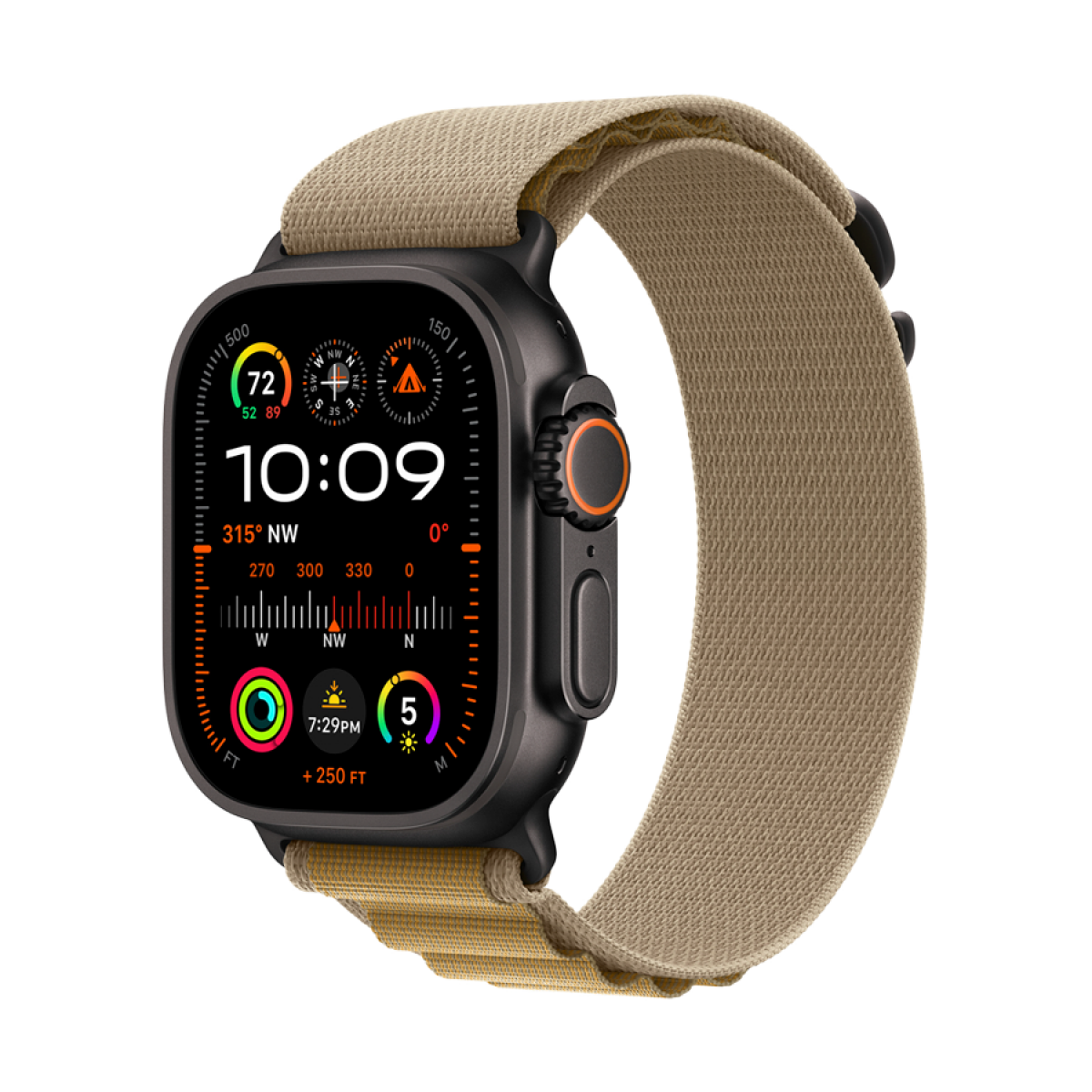 49mm Tan Alpine Loop - Large - Black Titanium Finish