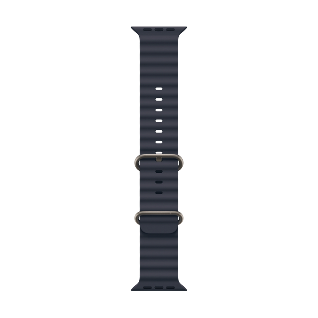 49mm Navy Ocean Band - Natural Titanium Finish