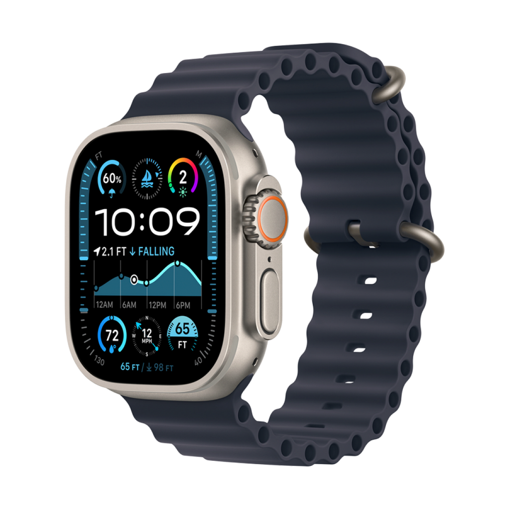 49mm Navy Ocean Band - Natural Titanium Finish