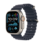 49mm Navy Ocean Band - Natural Titanium Finish