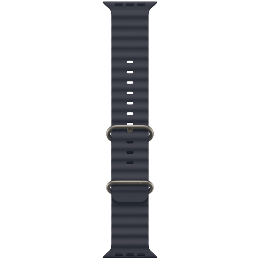 49mm Navy Ocean Band - Natural Titanium Finish