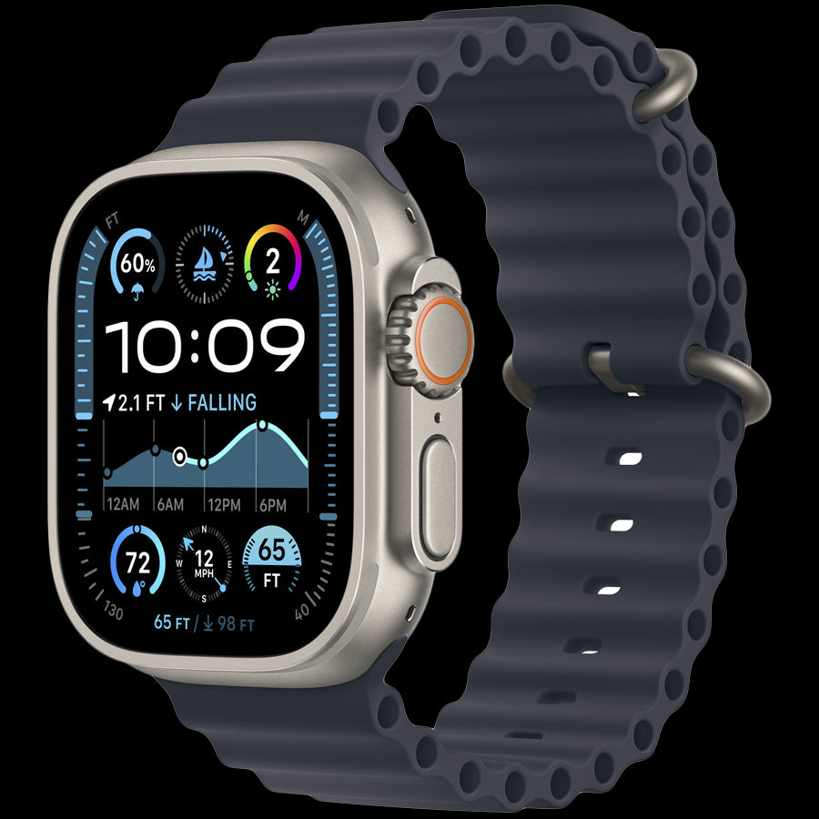 49mm Navy Ocean Band - Natural Titanium Finish