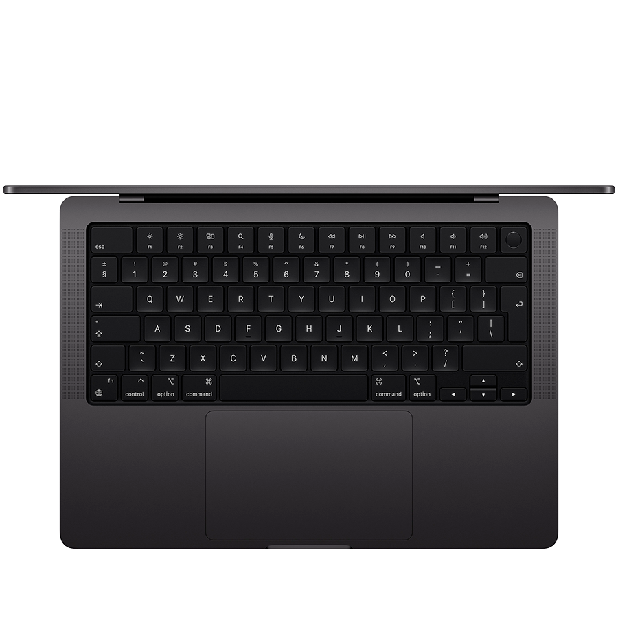 MacBook Pro 14-inch, Space Black, Model A3401, M4 Pro with 12C CPU 16C GPU, 24GB unified memory, 70W USB-C Power Adapter, 512GB SSD storage, 3x TB5, HDMI, SDXC, MagSafe 3, Touch ID, Nano-texture display, Force Touch Trackpad, Keyboard US English
