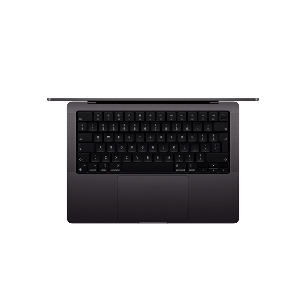 MacBook Pro 14-inch, Space Black, Model A3112, M4 with 10C CPU, 10C GPU, 32GB unified memory, 70W USB-C Power Adapter, 2TB SSD storage, 3x TB4, HDMI, SDXC, MagSafe 3, Touch ID, Standard display finish, Force Touch Trackpad, Keyboard US English