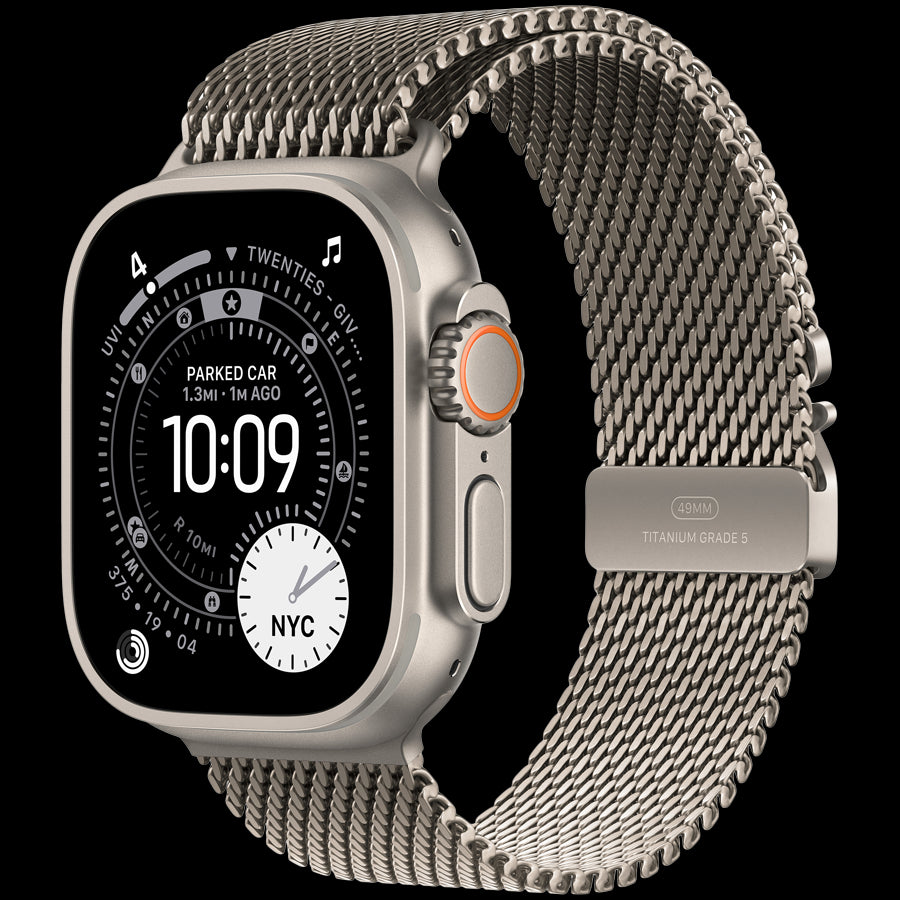 Apple Watch Ultra 3 GPS + Cellular 49mm Natural Titanium Case with Natural Titanium Milanese Loop - Medium,Model A3281