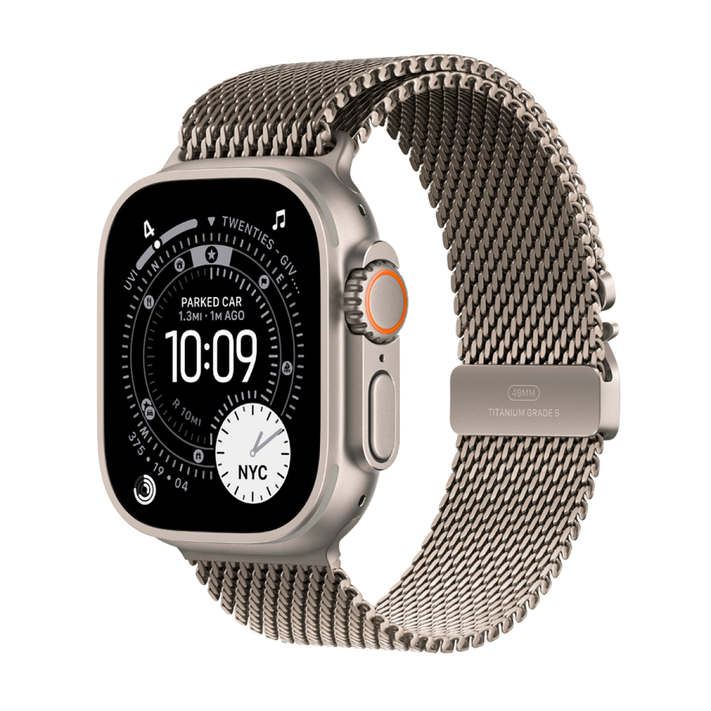 Apple Watch Ultra 3 GPS + Cellular 49mm Natural Titanium Case with Natural Titanium Milanese Loop - Large,Model A3281
