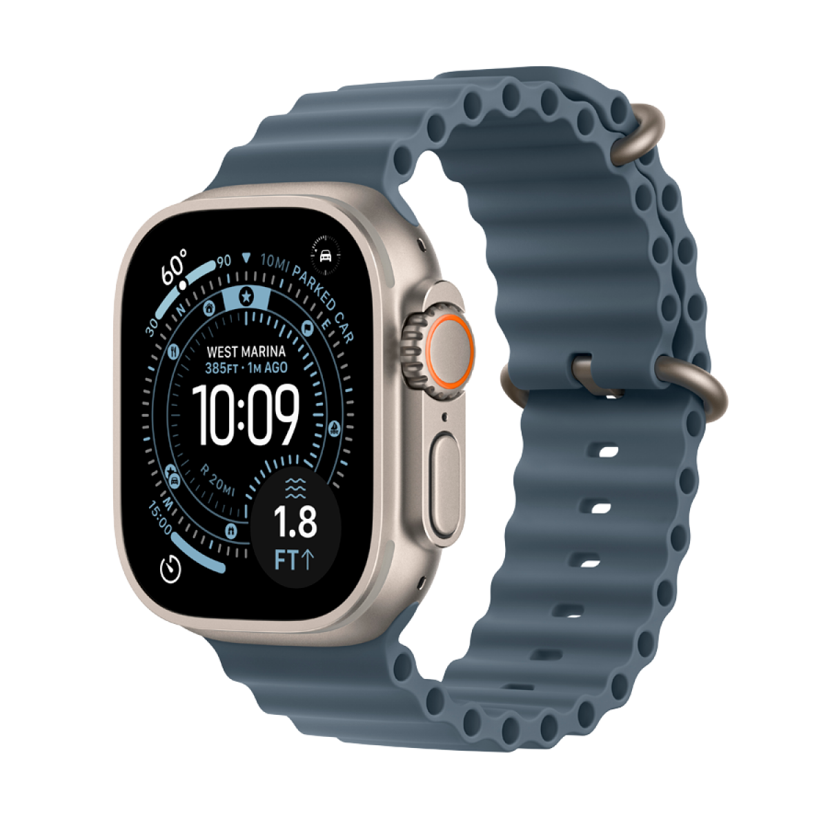 Apple Watch Ultra 3 GPS + Cellular 49mm Natural Titanium Case with Anchor Blue Ocean Band,Model A3281