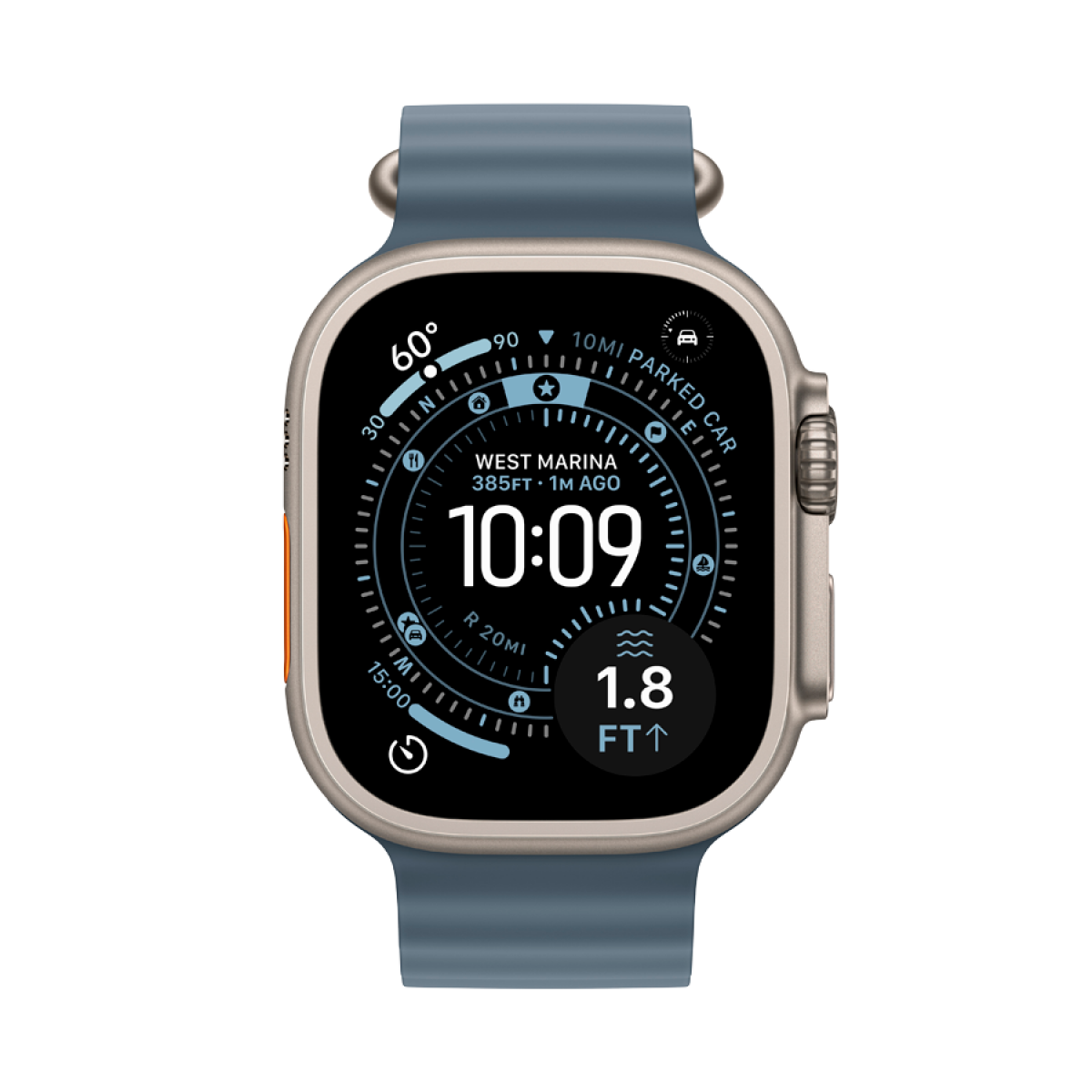 Apple Watch Ultra 3 GPS + Cellular 49mm Natural Titanium Case with Anchor Blue Ocean Band,Model A3281