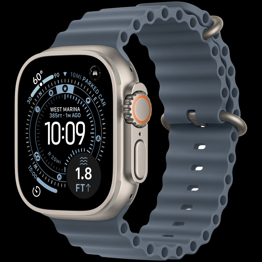 Apple Watch Ultra 3 GPS + Cellular 49mm Natural Titanium Case with Anchor Blue Ocean Band,Model A3281