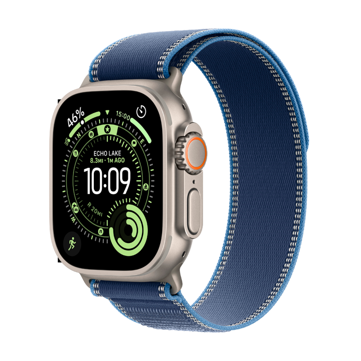 Apple Watch Ultra 3 GPS + Cellular 49mm Natural Titanium Case with Blue/Bright Blue Trail Loop - S/M,Model A3281