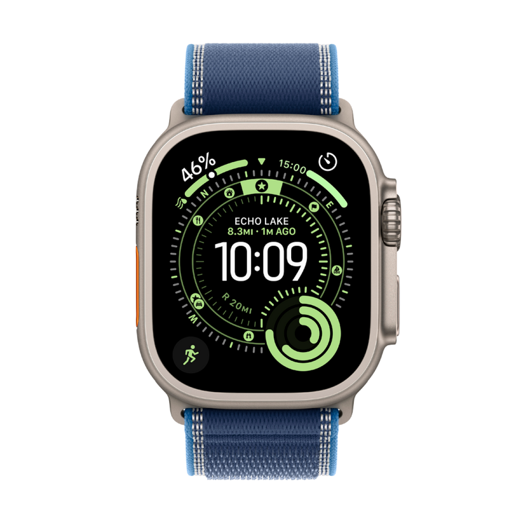 Apple Watch Ultra 3 GPS + Cellular 49mm Natural Titanium Case with Blue/Bright Blue Trail Loop - M/L,Model A3281