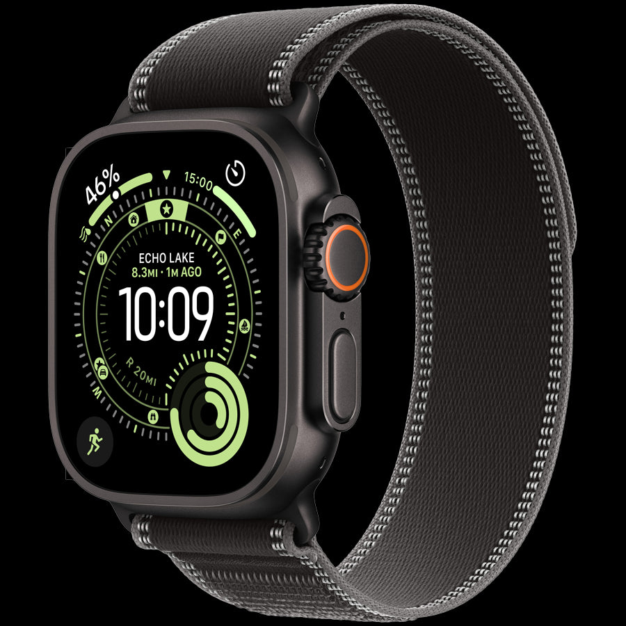 Apple Watch Ultra 3 GPS + Cellular 49mm Black Titanium Case with Black/Charcoal Trail Loop - S/M,Model A3281