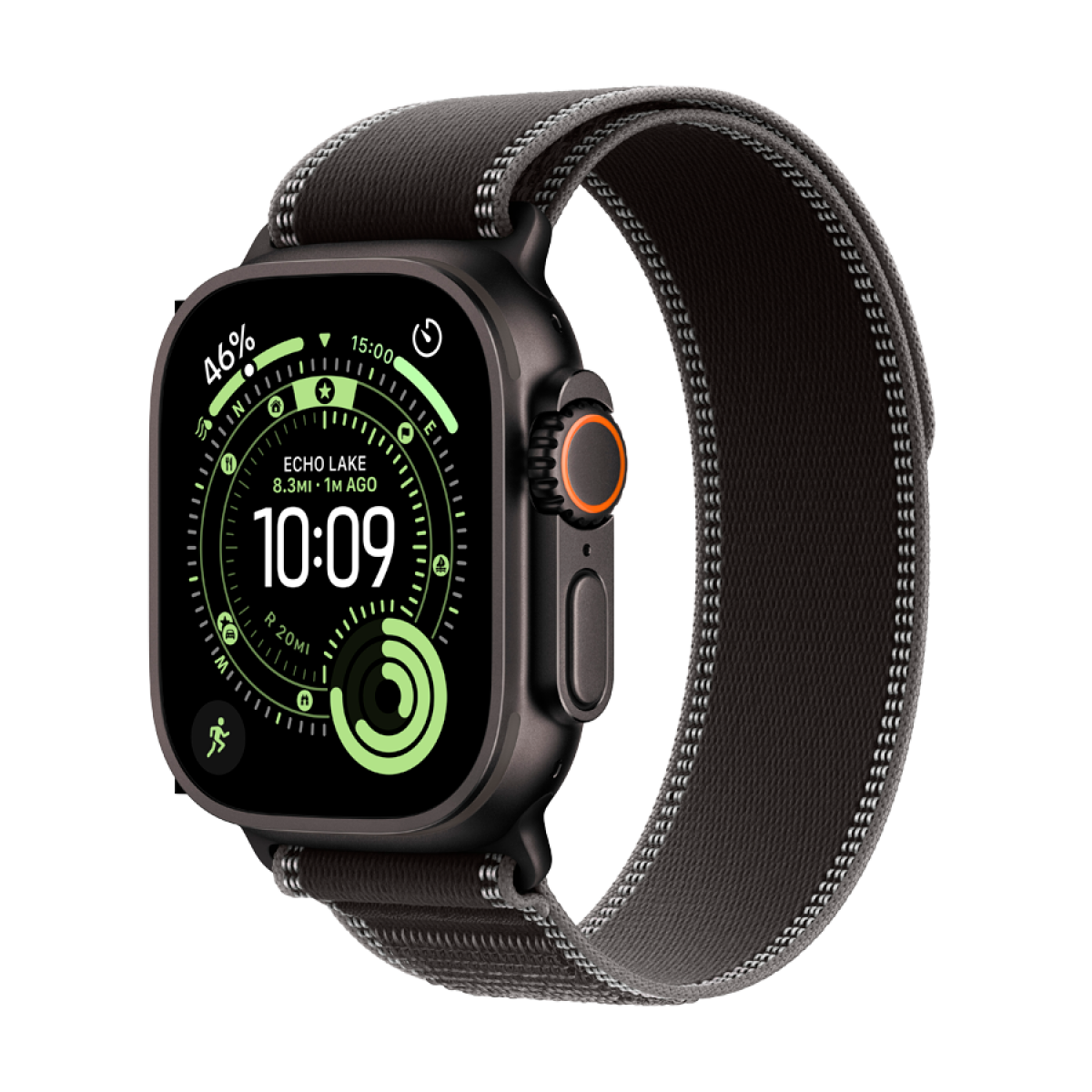 Apple Watch Ultra 3 GPS + Cellular 49mm Black Titanium Case with Black/Charcoal Trail Loop - S/M,Model A3281