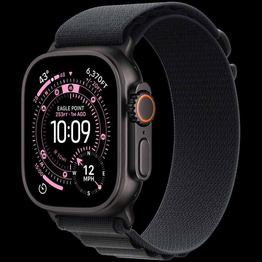 Apple Watch Ultra 3 GPS + Cellular 49mm Black Titanium Case with Black Alpine Loop - Medium,Model A3281