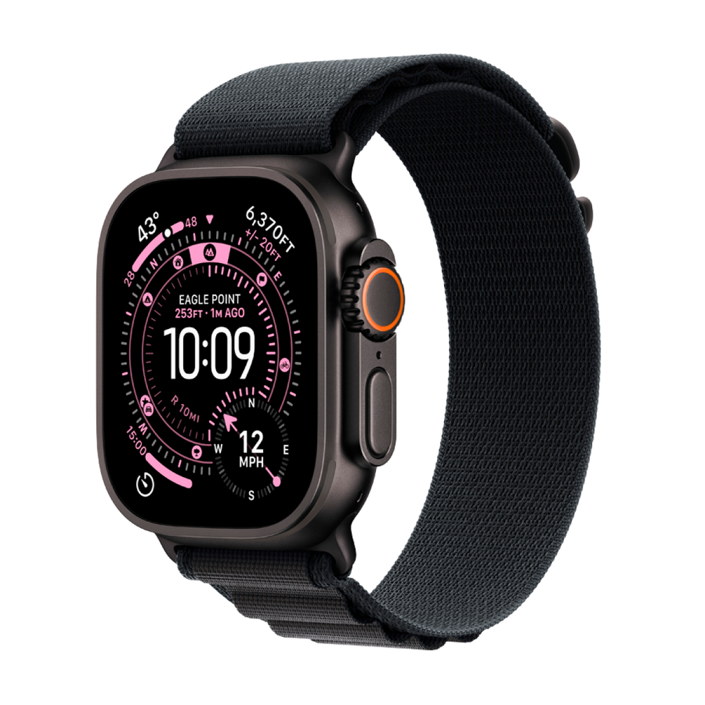 Apple Watch Ultra 3 GPS + Cellular 49mm Black Titanium Case with Black Alpine Loop - Large,Model A3281