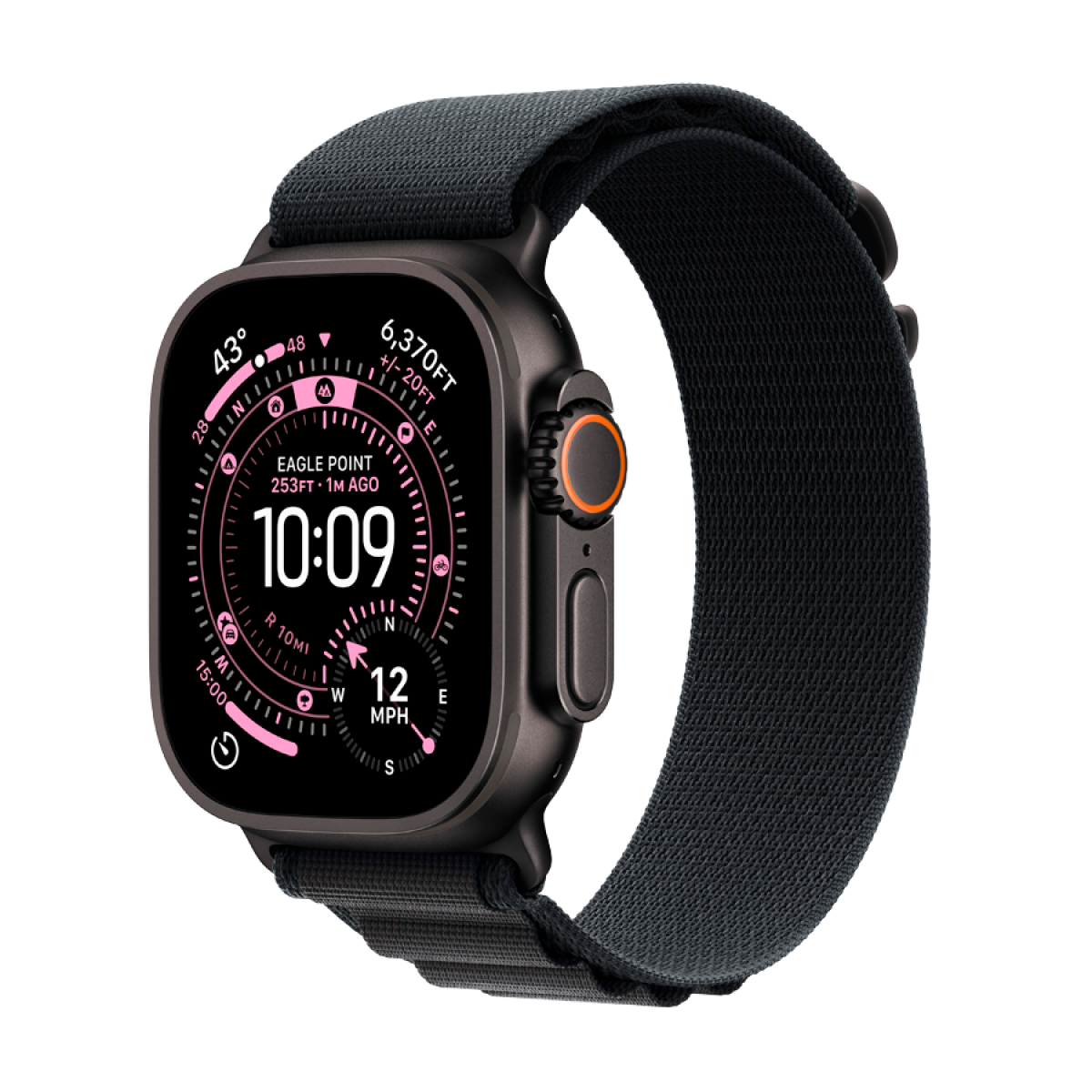 Apple Watch Ultra 3 GPS + Cellular 49mm Black Titanium Case with Black Alpine Loop - Large,Model A3281