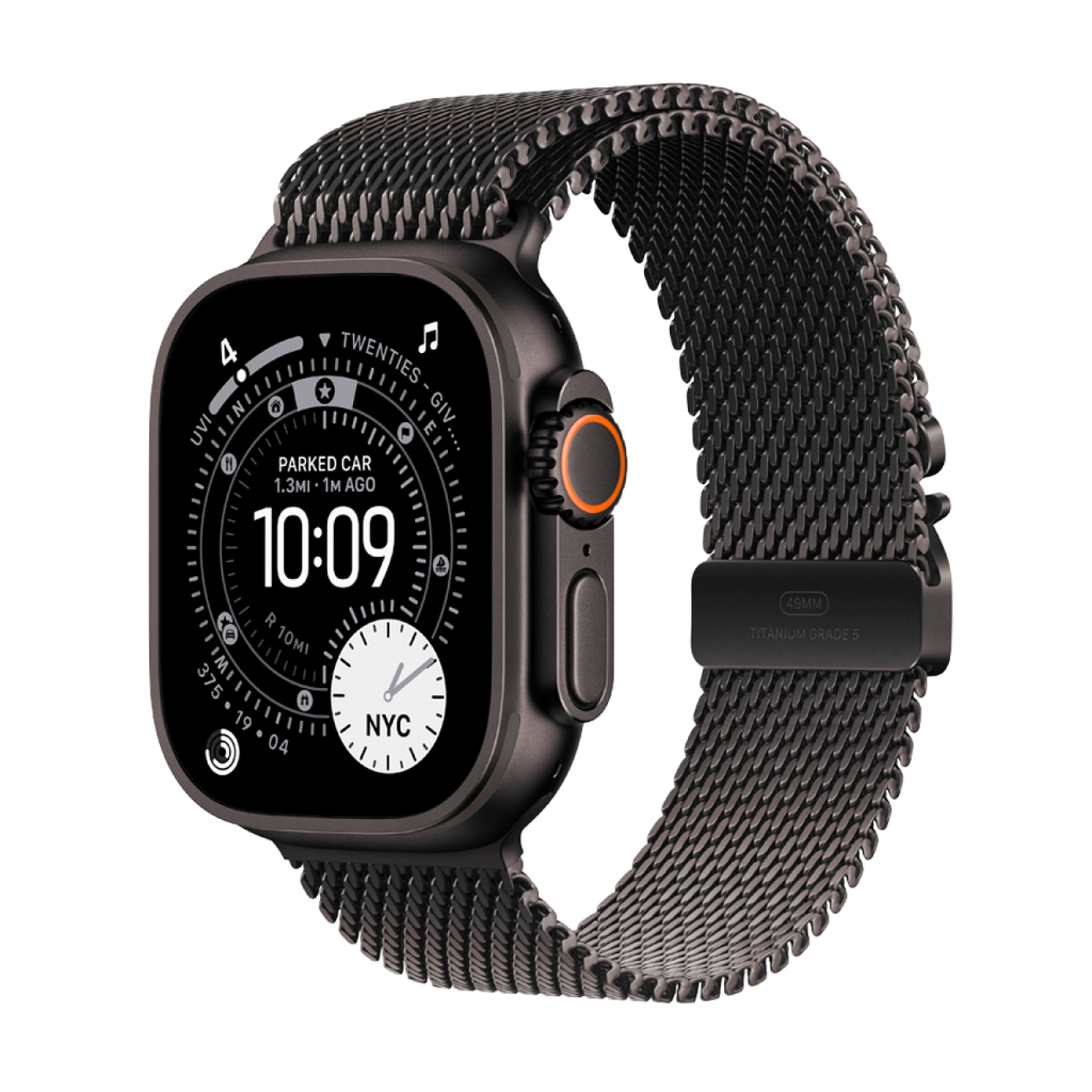 Apple Watch Ultra 3 GPS + Cellular 49mm Black Titanium Case with Black Titanium Milanese Loop - Small,Model A3281
