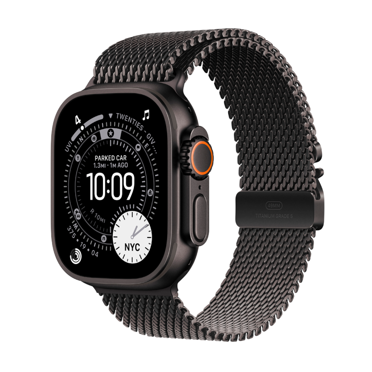 Apple Watch Ultra 3 GPS + Cellular 49mm Black Titanium Case with Black Titanium Milanese Loop - Medium,Model A3281