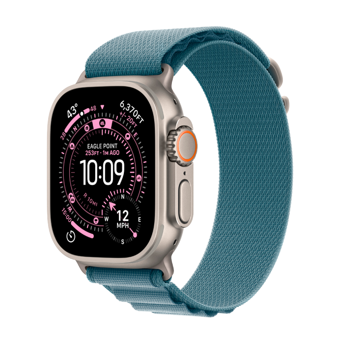 Apple Watch Ultra 3 GPS + Cellular 49mm Natural Titanium Case with Light Blue Alpine Loop - Small,Model A3281