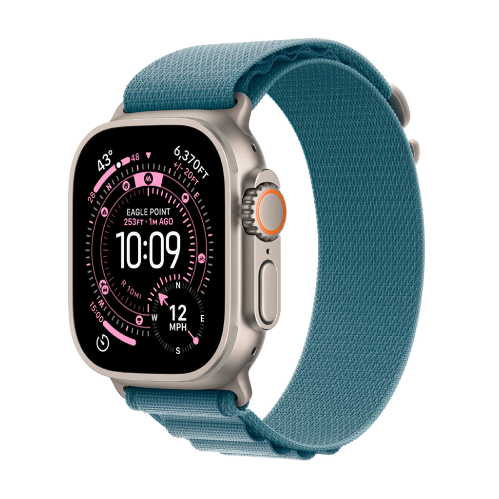 Apple Watch Ultra 3 GPS + Cellular 49mm Natural Titanium Case with Light Blue Alpine Loop - Large,Model A3281
