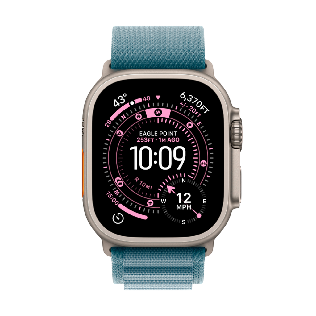 Apple Watch Ultra 3 GPS + Cellular 49mm Natural Titanium Case with Light Blue Alpine Loop - Small,Model A3281