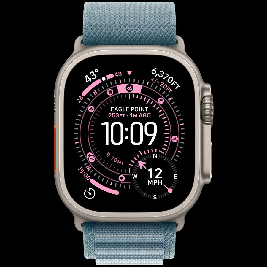 Apple Watch Ultra 3 GPS + Cellular 49mm Natural Titanium Case with Light Blue Alpine Loop - Medium,Model A3281