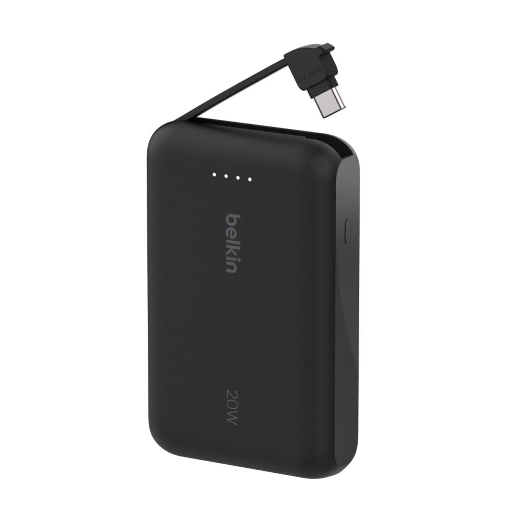 Belkin BoostCharge 10 000 mAh Power Bank with USB-C Integrated Cable & USB-C Port - Black