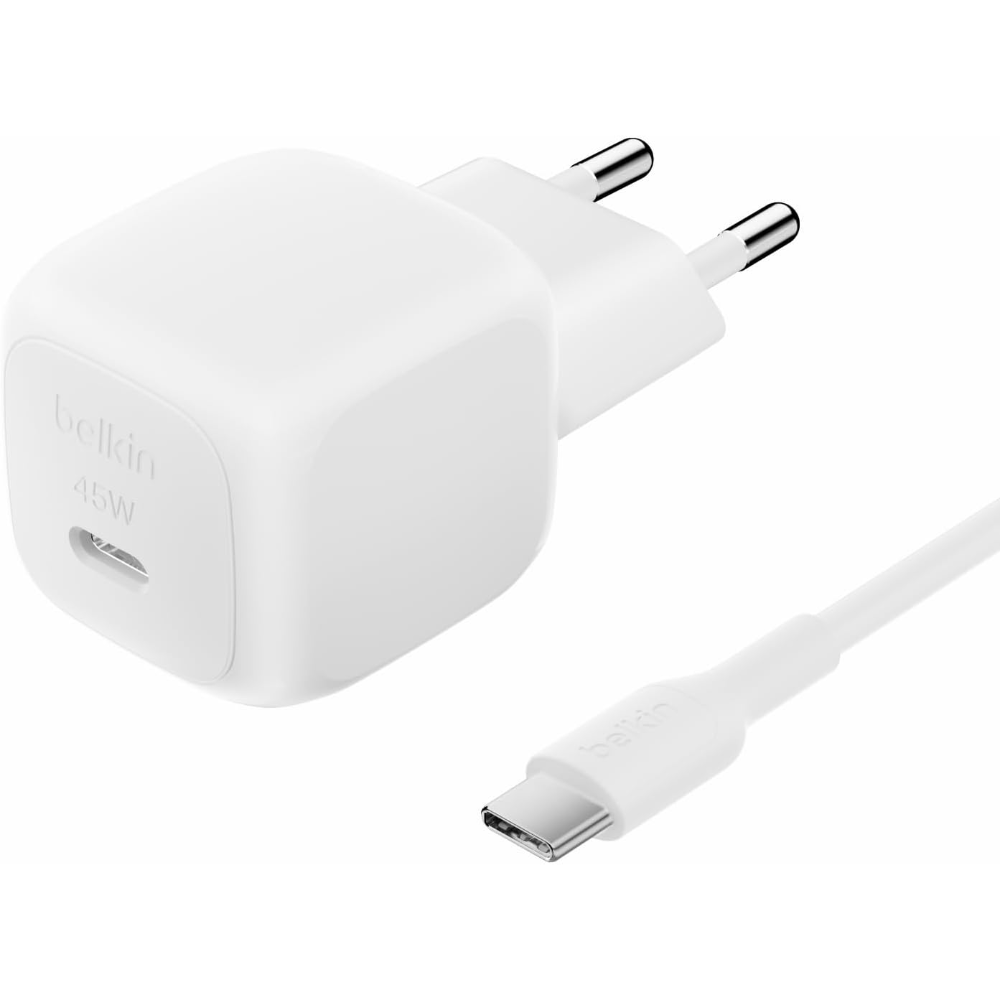 Belkin - BoostCharge - Single 45 Watt USB-C Charger - Includes USB-C to USB-C Cable - White