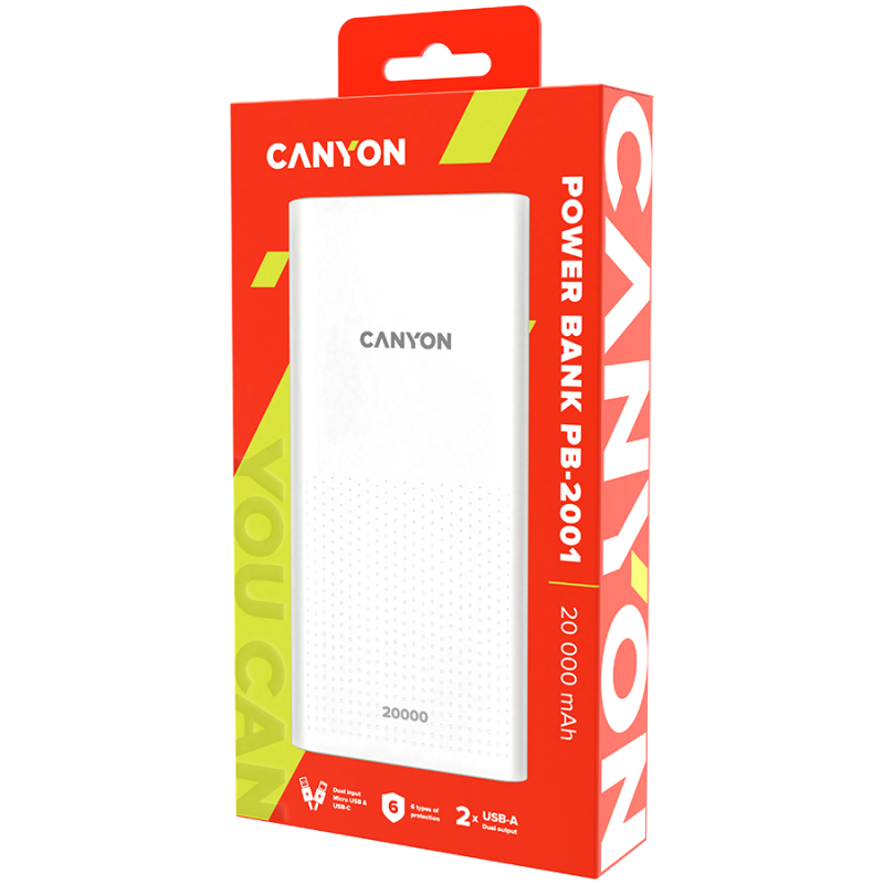 CANYON power bank PB-2001 20000 mAh White - Image 3
